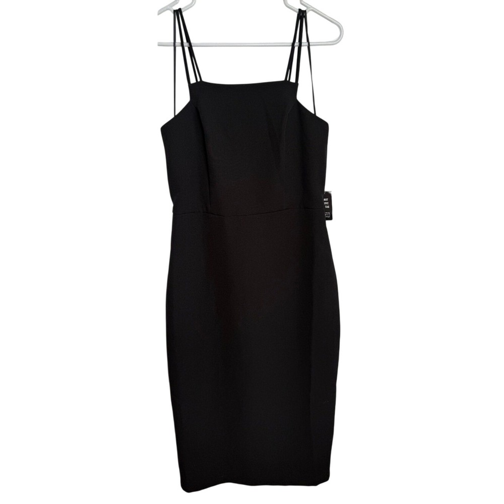 Express Double Strap Square Neck Sheath Midi Dress Black Size S NWT